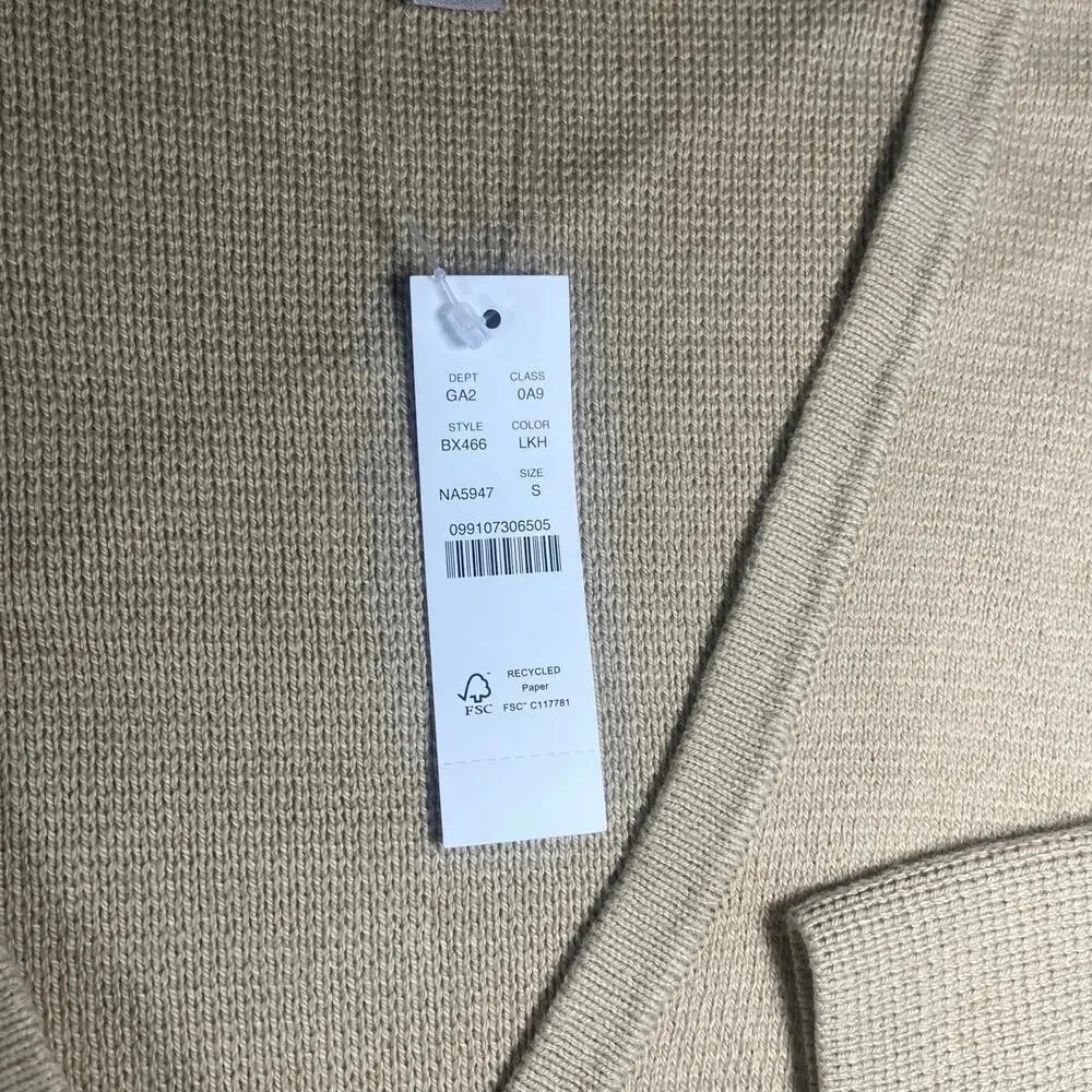 New JCREW Woman’s Size S V-neck Sweater Blazer in Beige BX466 LKH Color